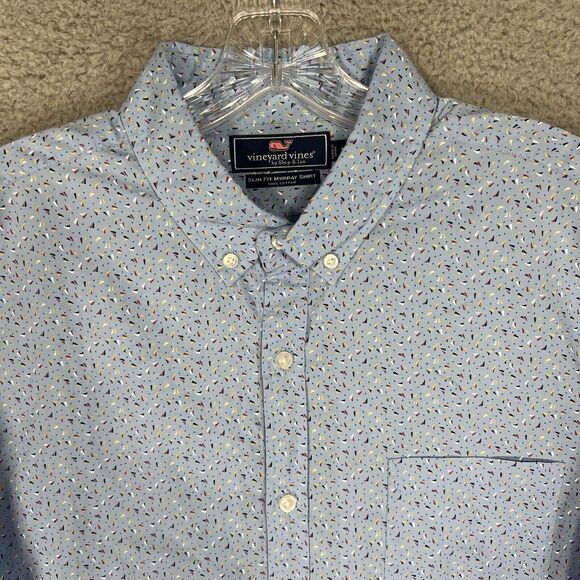 Vineyard Vines Other - Vineyard Vines Shirt‎ Mens Large Blue Geometric Slim Fit Murray Button Up Whale